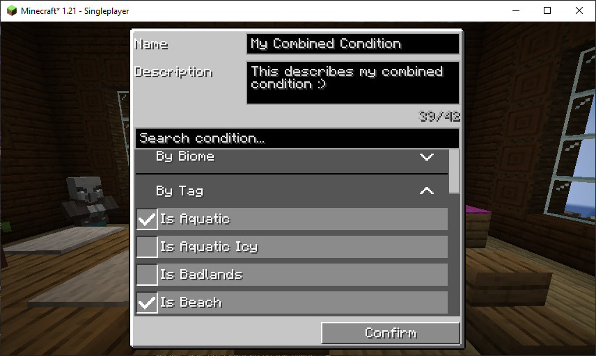 Minecraft Cond Adding and Editing a Combined Condition | Biome Beats